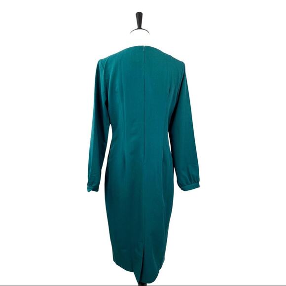 Metisu Dress Sheath Pencil Long Sleeves Forest Green Women's Size Large - Picture 4 of 12